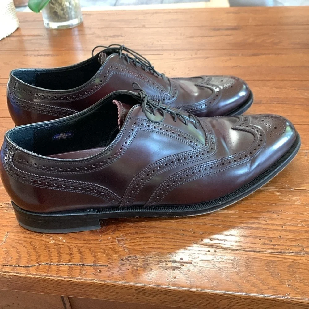 Florsheim Wingtip Oxford Lace-up Shoes Men’s Burgundy Leather Size 12 3E Width